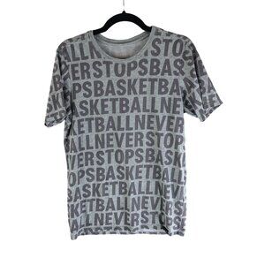 Nike Mens Never Stops Basketball The Nike Tee T-Shirt Gray Cotton Size S
